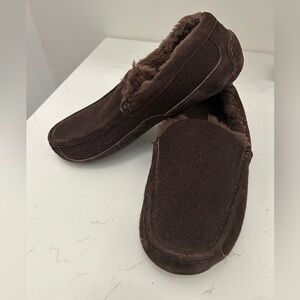 UGG Shoes Mens 9 Ascot Casual Shearling Moccasins Slippers Brown Barely Used